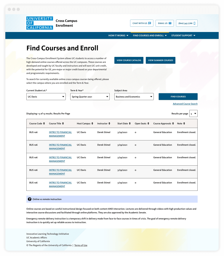 course results