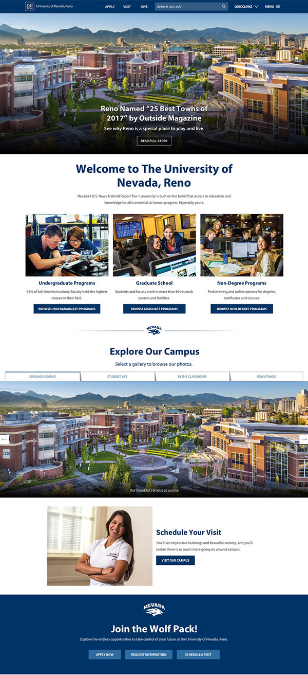 University of Nevada, Reno website