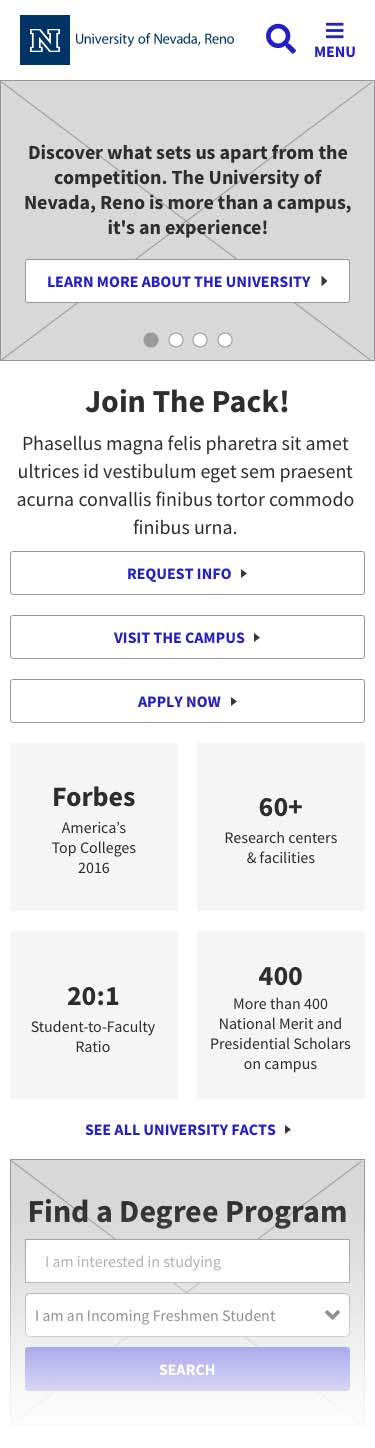 Home page mobile wireframe